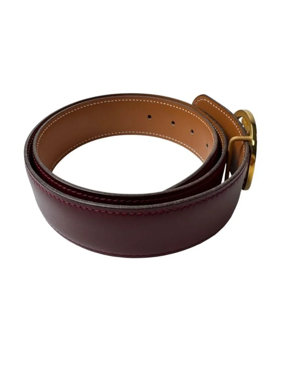 Hermes Double H Circle Logo Reversible Belt Vintage